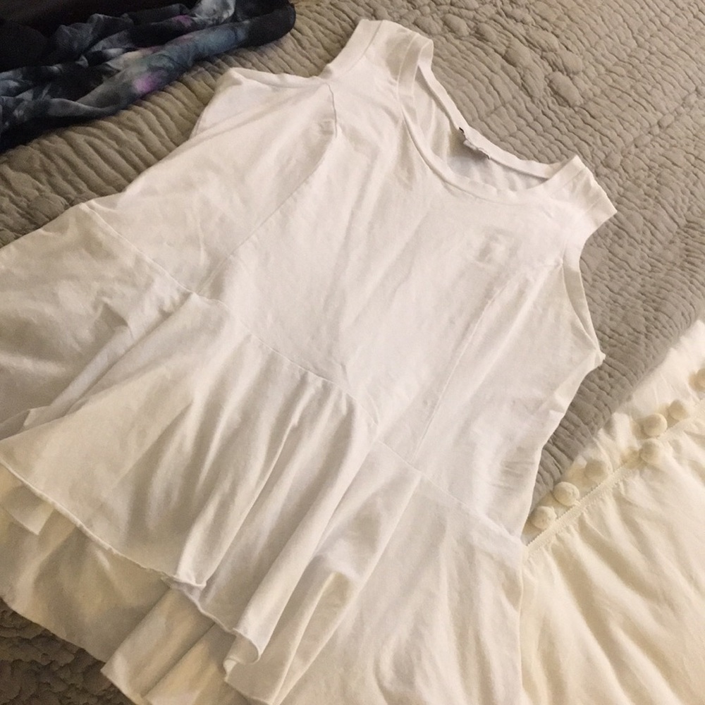 Plus size white cotton tank with peplum